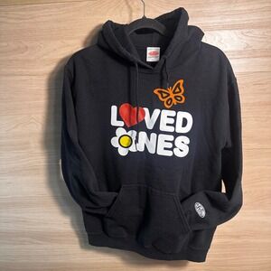 Rare Petals and Peacocks Loved Ones Adore Your Core Graphic Hoodie Black Small